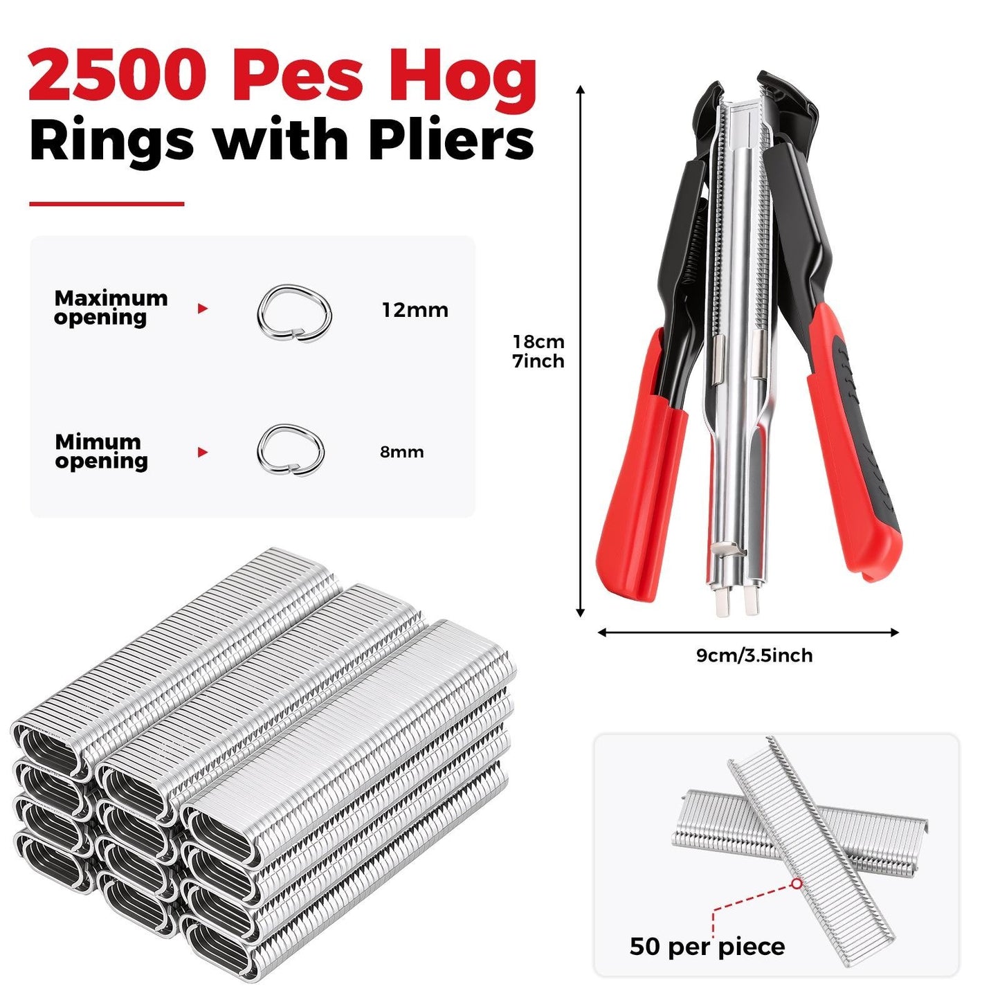 Hog Ring Pliers Kit –Heavy Duty Fence & Cage Fastening Tool