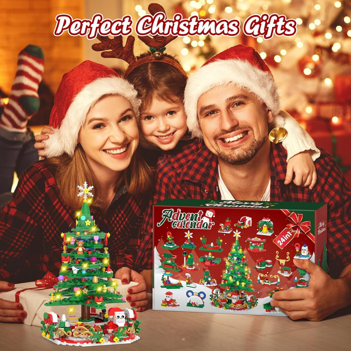 Advent Calendar 2025 for Kids Adults Teens, Christmas Countdown Calendar Compatible with Lego Christmas Tree with 2 Modes Play- Christmas Tree Building Blocks or 24 Small Models, Christmas Decor Xmax Gifts for Boys Girls