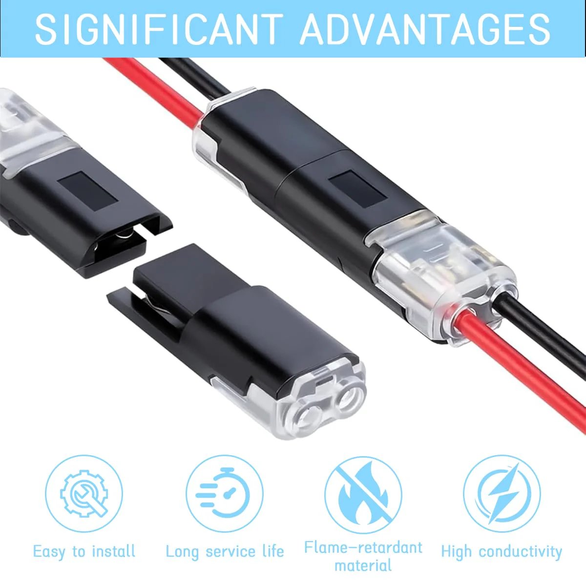 50pcs Double Wire Plug in Connector with Locking Buckle