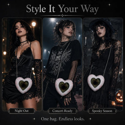🖤👁 Gothic Heart Eye Statement Crossbody Bag