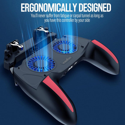 4-Finger Cooling Game Controller with Dual Fans for Mobile Gaming