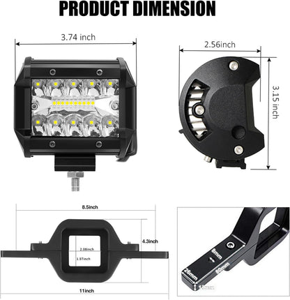 2pcs 4 Inch LED Pods with Tow Hitch Mounting Brackets