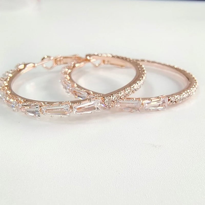 💎 BUY 1 GET 1 FREE ! ✨ Women's Sparkling CZ Hoop Earrings – Micro-Paved, Lightweight Copper & Bold Design – Elegant, Versatile & Perfect Gift 💫
