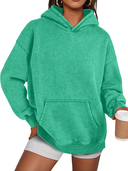 Unisex Casual Oversized Acid Wash Tops Hoodie Pullover