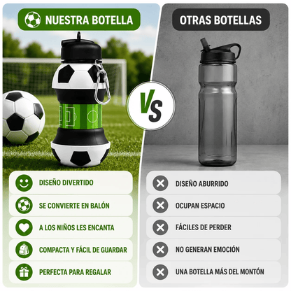 Football Water Bottle 2-in-1 Foldable – Soccer Ball Design for Kids
