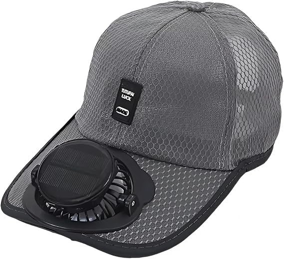 🔥✨Solar Fan Baseball Cap - UV Protection Wide Brim Mesh Hat with Solar & USB Power for Outdoor Heat Relief