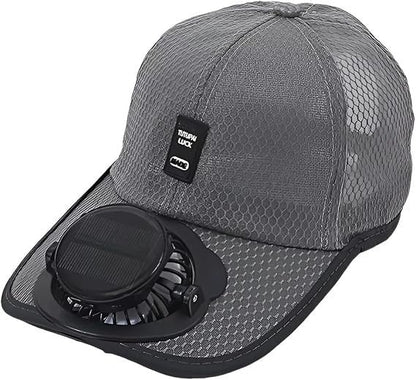 🔥✨Solar Fan Baseball Cap - UV Protection Wide Brim Mesh Hat with Solar & USB Power for Outdoor Heat Relief