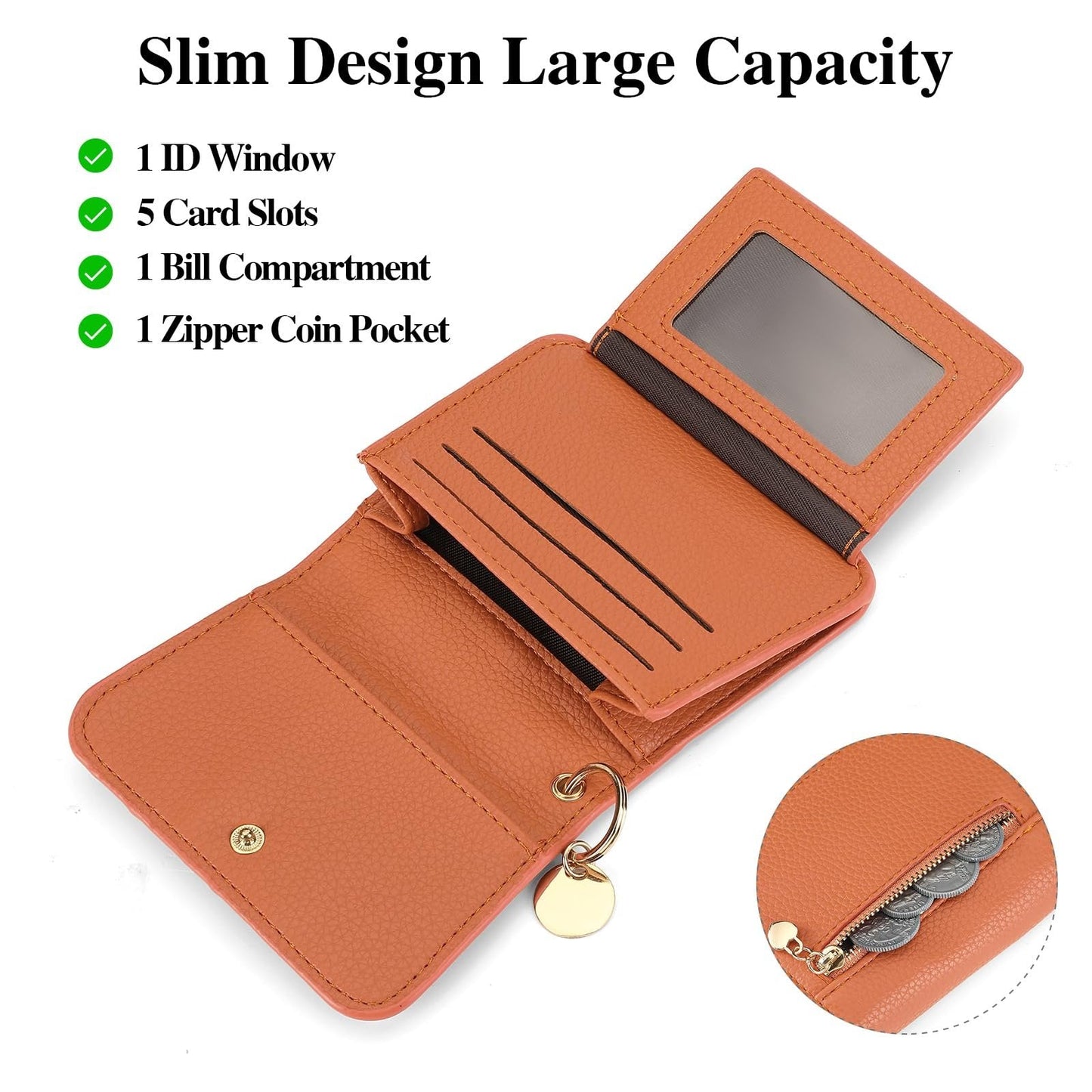 Women's Elegant Minimalist Short Slim Wallet (All-match Trendy Mini 3 Bifold )