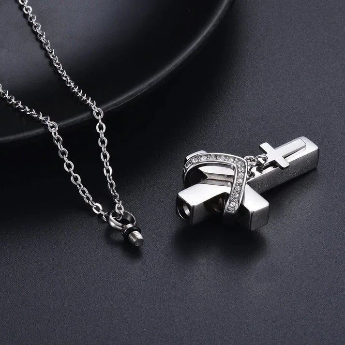 CROSS PENDANT FOR ASHES HOLY WATER