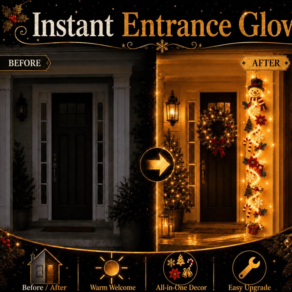 🎄Christmas Door Hanger | 6 Festive Lighted Designs with Warm Glow, Dimensional Details & Space-Saving Vertical Décor ✨