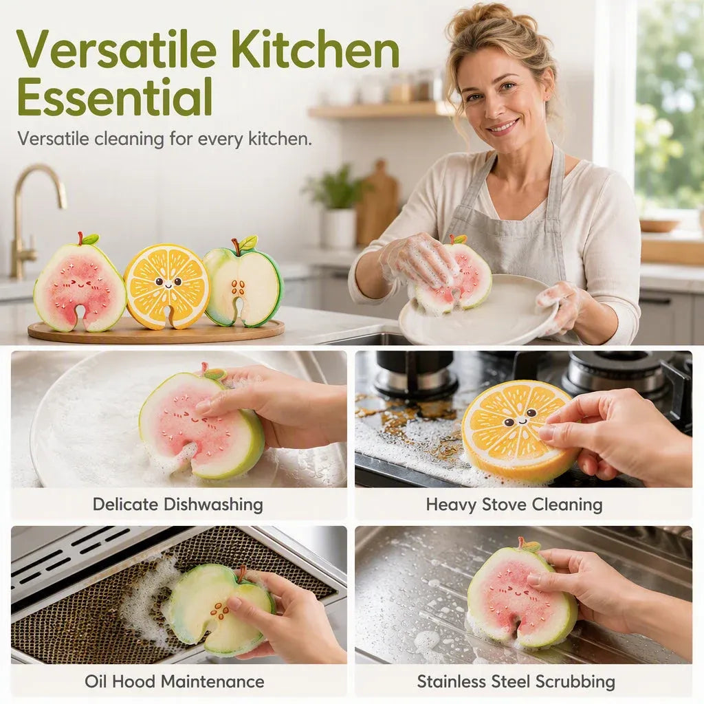 🔥🥗✨Cute fruit-shaped dishwashing sponge brush🧴🍲