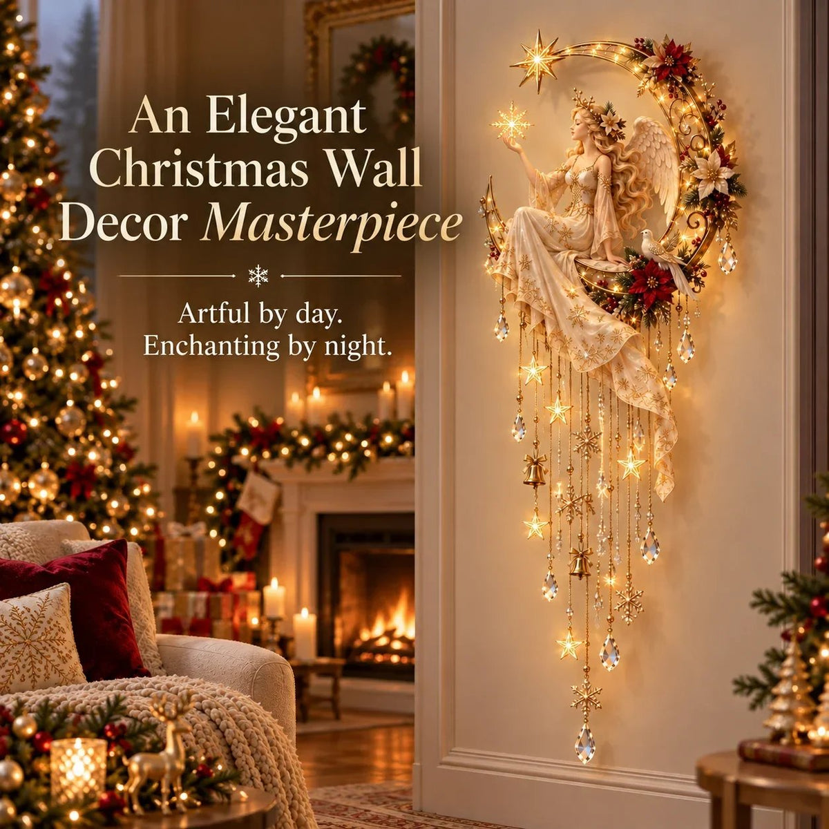 🔥Angel's Moonlit Starfall - Enlightened Christmas Angel Wall Decoration