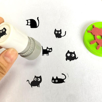 🐱Cat Pattern Stamp, 5 Counts/set Round Self-inking Stamp
