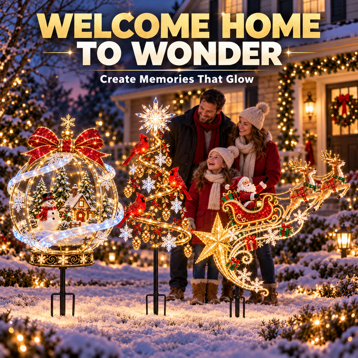 🎄 Christmas Magic Lighted Garden Stakes – Enchanting Outdoor Holiday Yard Décor ✨