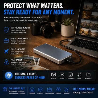 🔥 LAST DAY 49% OFF | Portable External SSD – High-Speed Storage for PC, Mac, iPhone & Android