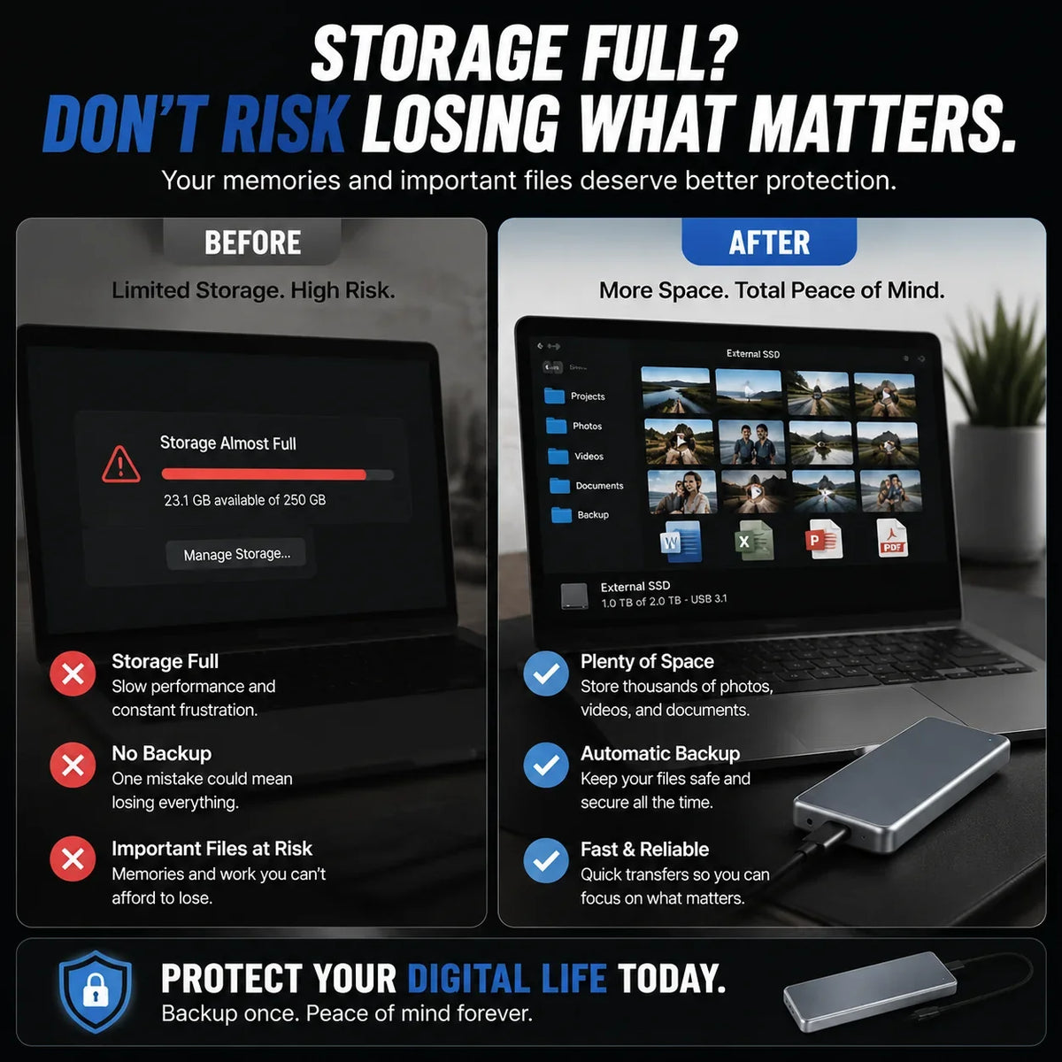 🔥 LAST DAY 49% OFF | Portable External SSD – High-Speed Storage for PC, Mac, iPhone & Android