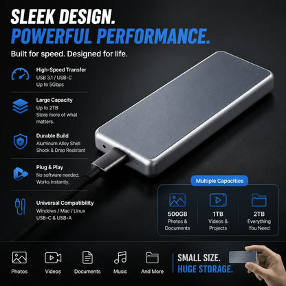 🔥 LAST DAY 49% OFF | Portable External SSD – High-Speed Storage for PC, Mac, iPhone & Android