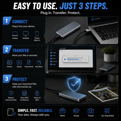 🔥 LAST DAY 49% OFF | Portable External SSD – High-Speed Storage for PC, Mac, iPhone & Android