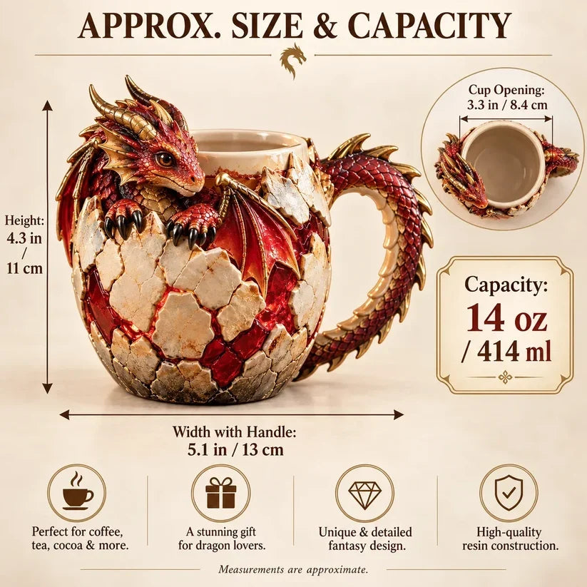 Last Day 49% OFF – 🐉 Dragonbound Realms™ Sculpted Dragon Mug Collection | 6 Fantasy Realm Designs with Raised 3D Dragon Details ☕