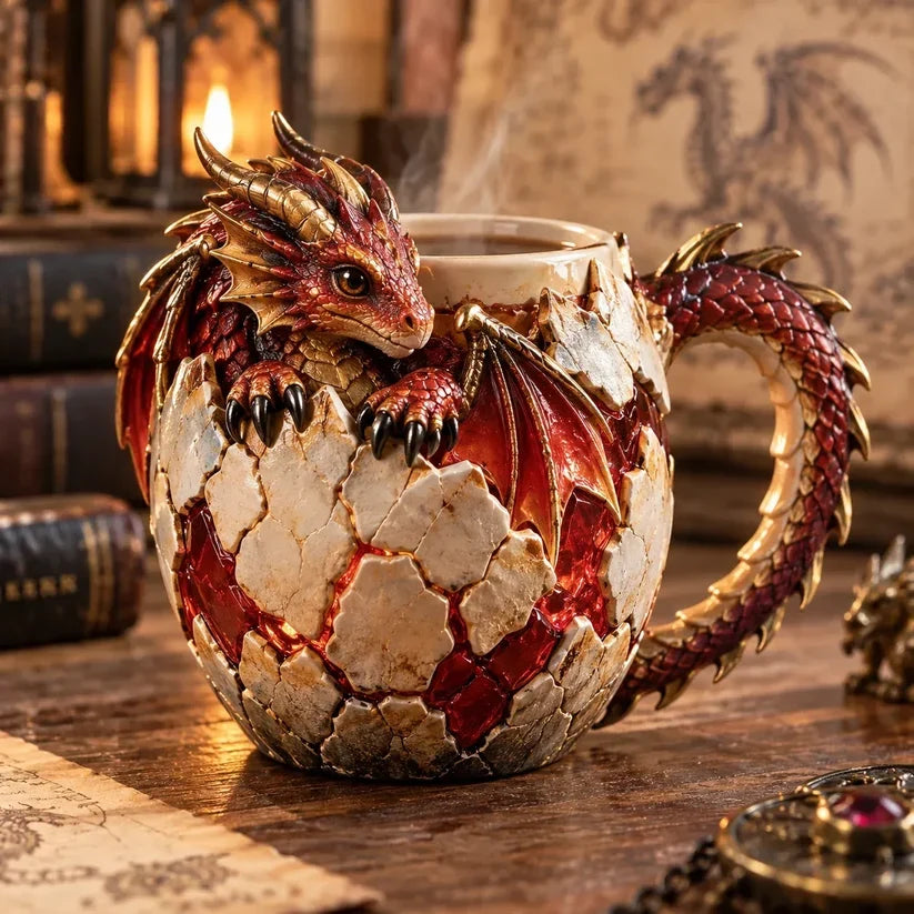 🔥🐉 Dragonbound Realms™ Sculpted Dragon Mug Collection | 6 Fantasy Realm Designs with Raised 3D Dragon Details ☕