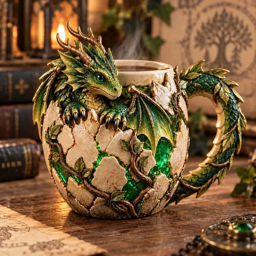 Last Day 49% OFF – 🐉 Dragonbound Realms™ Sculpted Dragon Mug Collection | 6 Fantasy Realm Designs with Raised 3D Dragon Details ☕