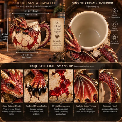 Last Day 49% OFF – 🐉 Dragonbound Realms™ Sculpted Dragon Mug Collection | 6 Fantasy Realm Designs with Raised 3D Dragon Details ☕