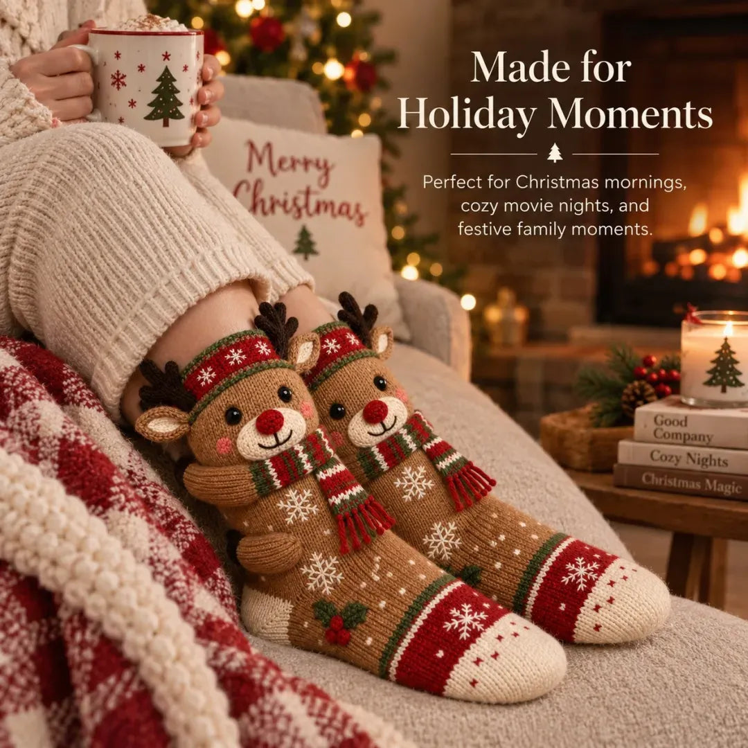 🎄3D Hugging Christmas Socks – Cute Knit Holiday Socks, 5 Festive Designs