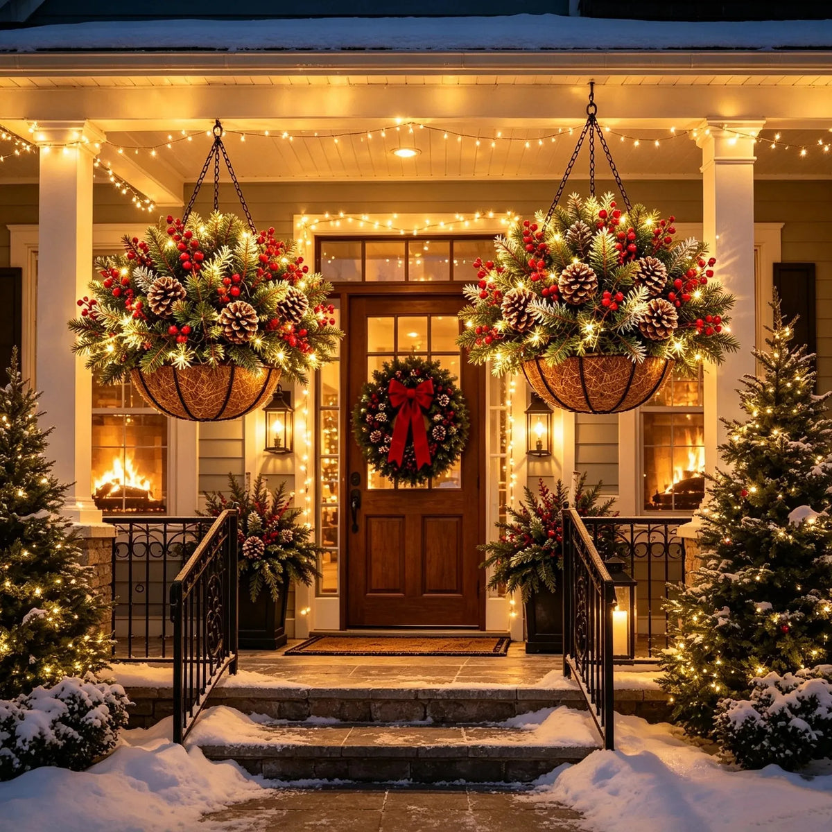 🏆Christmas basket with built-in lights |🎄 With built-in lights, weatherproof and maintenance-free
