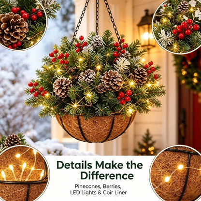 🏆Christmas basket with built-in lights |🎄 With built-in lights, weatherproof and maintenance-free