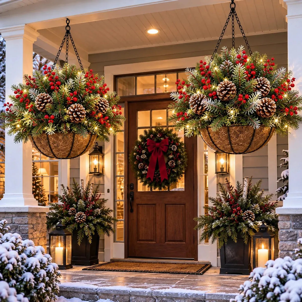 🏆Christmas basket with built-in lights |🎄 With built-in lights, weatherproof and maintenance-free