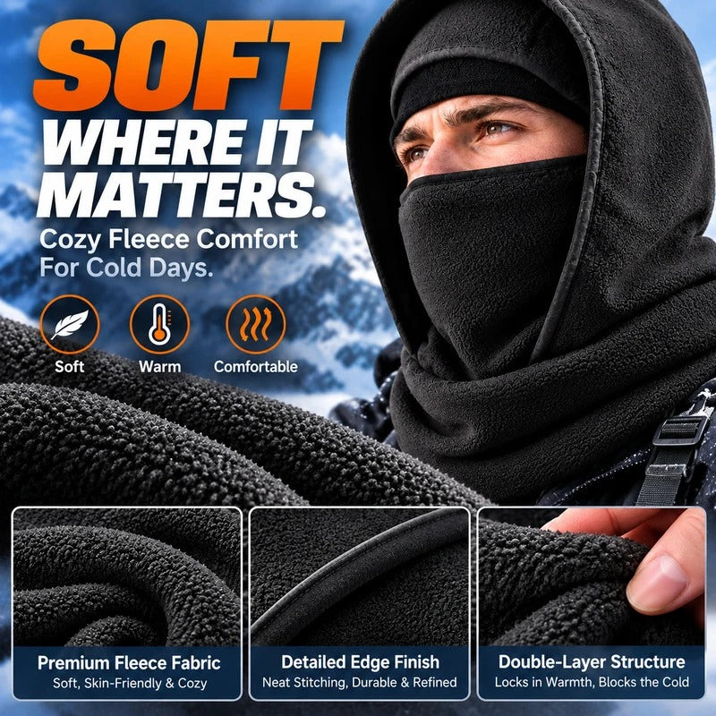 All-in-One Fleece Balaclava Hood for Winter – Windproof Face & Neck Warmer