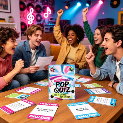 Lyrics Pop Quiz 90s & 2000s Music Trivia Game | Pub Quiz Style Party Game for Adults & Teens | Game Night, Hen Do & Dinner Party
