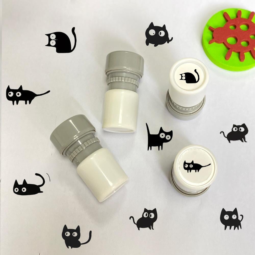 🐱Cat Pattern Stamp, 5 Counts/set Round Self-inking Stamp