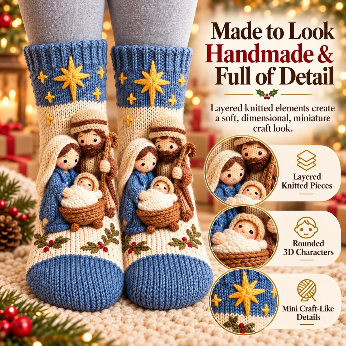🎄3D Nativity Christmas Socks