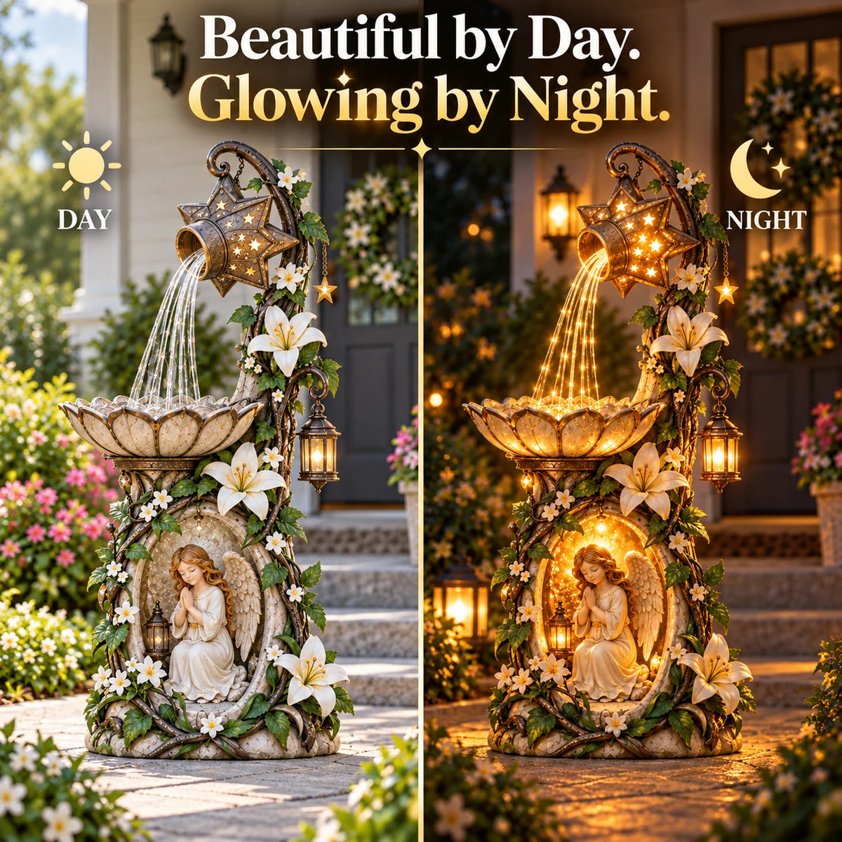👼✨ Angel Starlight Garden Fountain – Faith-inspired Lighted Outdoor Decor