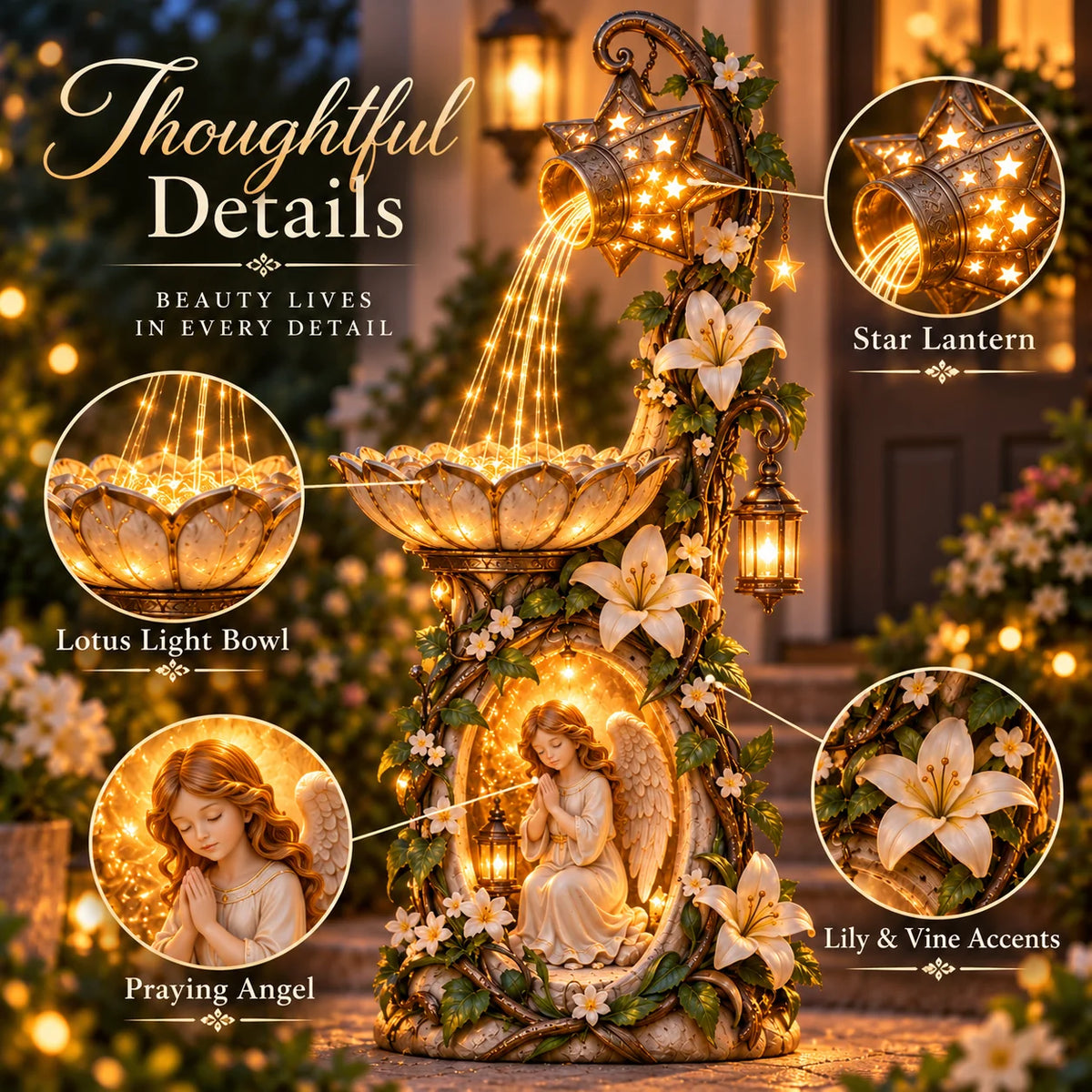 👼✨ Angel Starlight Garden Fountain – Faith-inspired Lighted Outdoor Decor