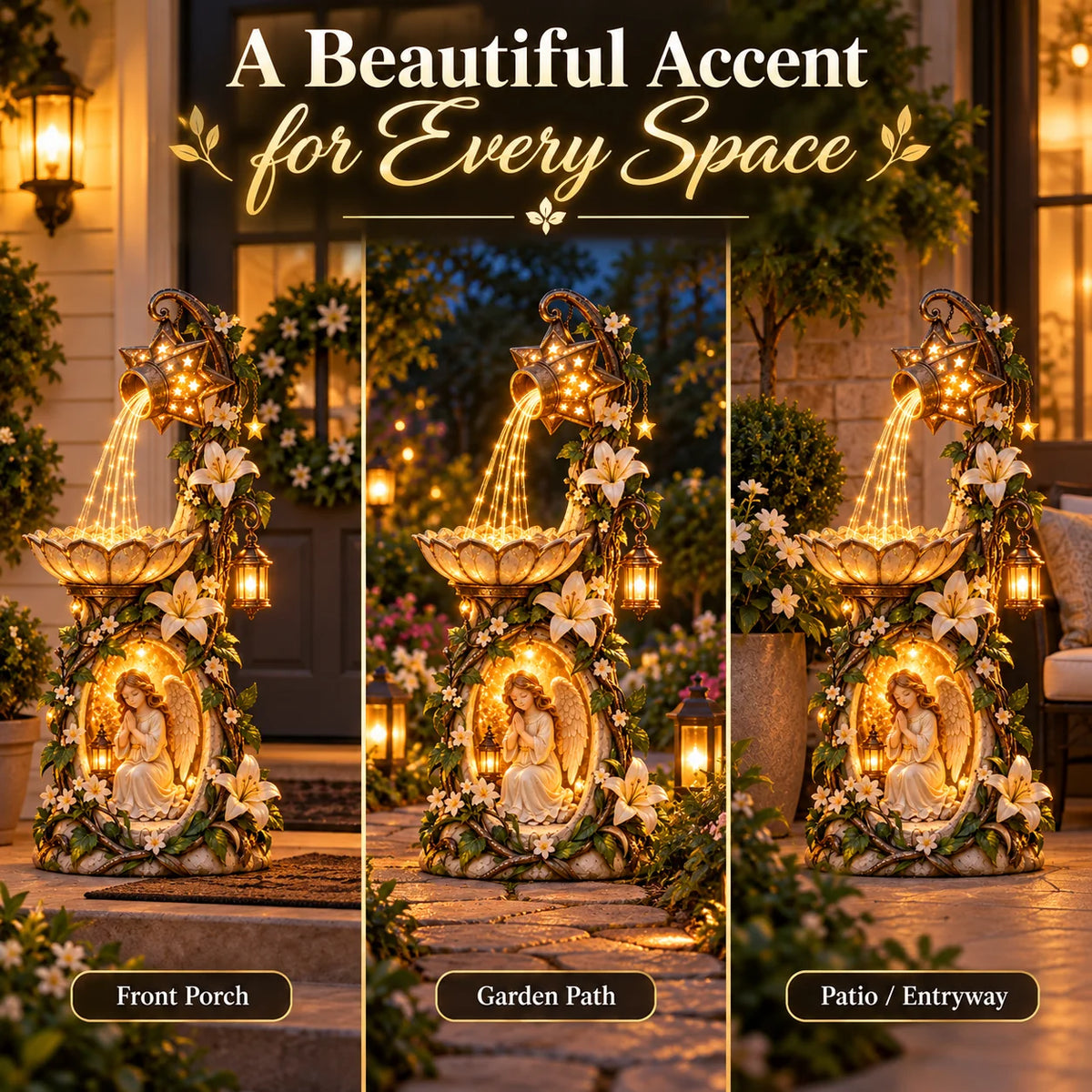 👼✨ Angel Starlight Garden Fountain – Faith-inspired Lighted Outdoor Decor