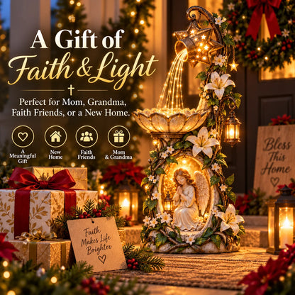 👼✨ Angel Starlight Garden Fountain – Faith-inspired Lighted Outdoor Decor