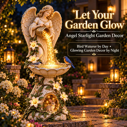 ✨☀️ Solar Angel Starlight Bird Waterer🪽 – Lighted Garden Birdbath & Outdoor Decor