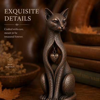 🐱Heritage Heart Sphynx Sculpture – Vintage Iron Cat Accent for Timeless Interiors