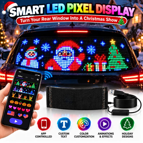 🎄 Smart LED Pixel Car Display — App-Controlled Custom Text, Colors & Animations