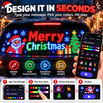 🎄 Smart LED Pixel Car Display — App-Controlled Custom Text, Colors & Animations
