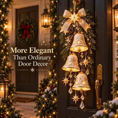 🔔✨ Golden Bell Blessing Cascade™ – Lighted Christmas Door Decor