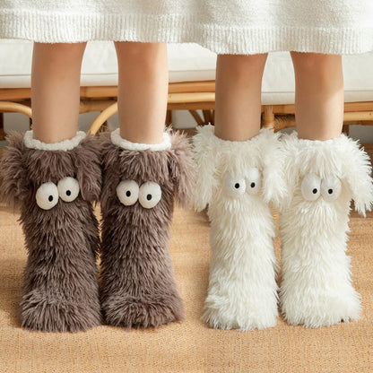 ⚡50k+ Sold💕women's Plush Slippers Socks Floor Socks Winter Home Indoor Thickened Fleece-lined Anti-slip Adult Women's Plush Snow Socks Shoe Covers