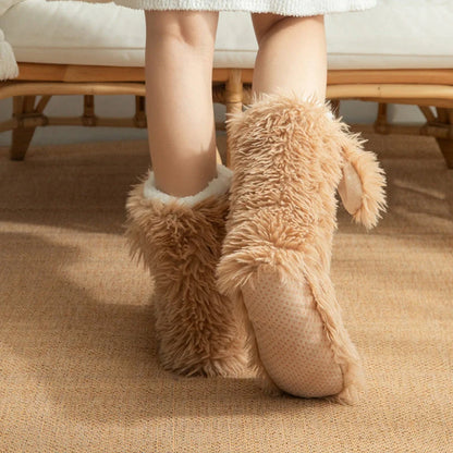 ⚡50k+ Sold💕women's Plush Slippers Socks Floor Socks Winter Home Indoor Thickened Fleece-lined Anti-slip Adult Women's Plush Snow Socks Shoe Covers