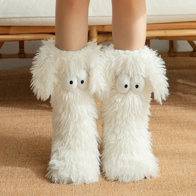 ⚡50k+ Sold💕women's Plush Slippers Socks Floor Socks Winter Home Indoor Thickened Fleece-lined Anti-slip Adult Women's Plush Snow Socks Shoe Covers