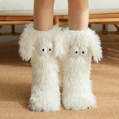 ⚡50k+ Sold💕women's Plush Slippers Socks Floor Socks Winter Home Indoor Thickened Fleece-lined Anti-slip Adult Women's Plush Snow Socks Shoe Covers