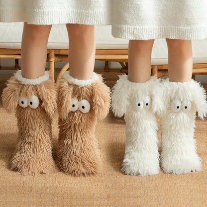 ⚡50k+ Sold💕women's Plush Slippers Socks Floor Socks Winter Home Indoor Thickened Fleece-lined Anti-slip Adult Women's Plush Snow Socks Shoe Covers