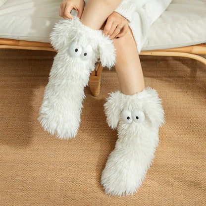 ⚡50k+ Sold💕women's Plush Slippers Socks Floor Socks Winter Home Indoor Thickened Fleece-lined Anti-slip Adult Women's Plush Snow Socks Shoe Covers