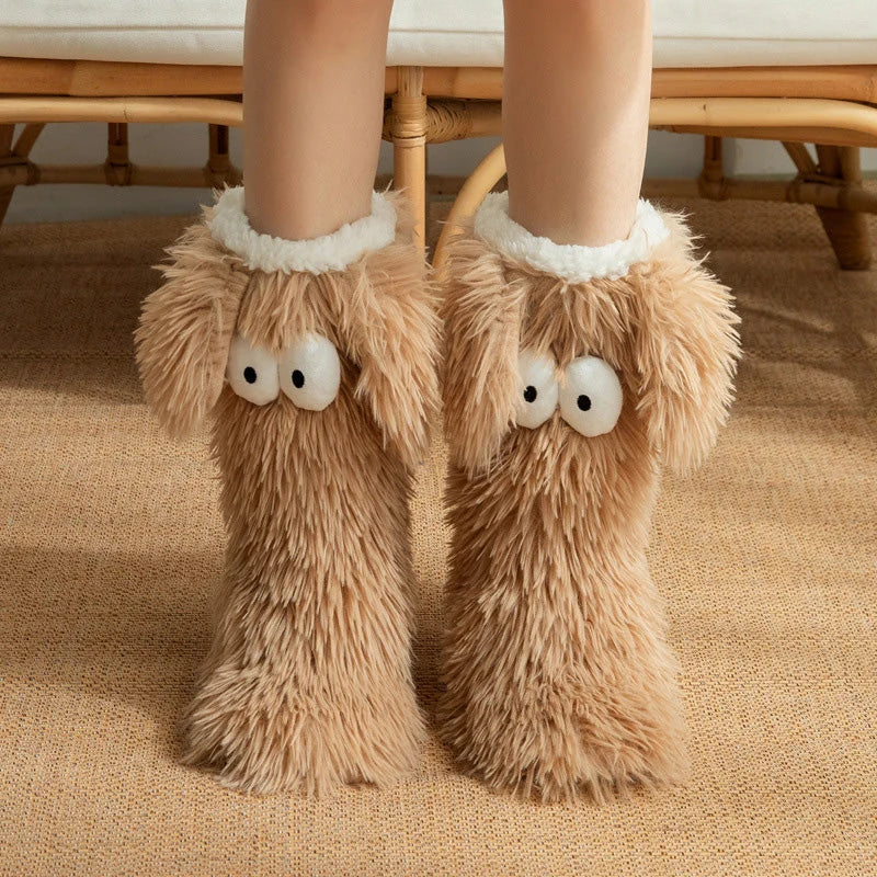 ⚡50k+ Sold💕women's Plush Slippers Socks Floor Socks Winter Home Indoor Thickened Fleece-lined Anti-slip Adult Women's Plush Snow Socks Shoe Covers